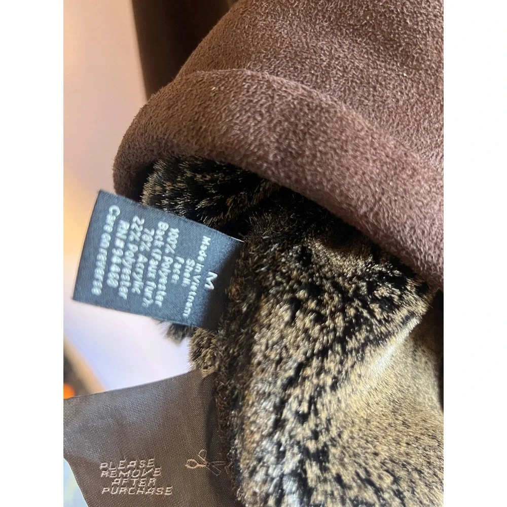 Warm Chocolate Brown Faux Suede Cozy Jacket Faux Fur Lined Medium Sportswear